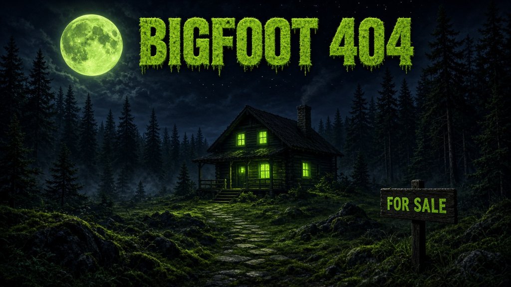 Bigfoot404 cabin for sale, moonlit forest